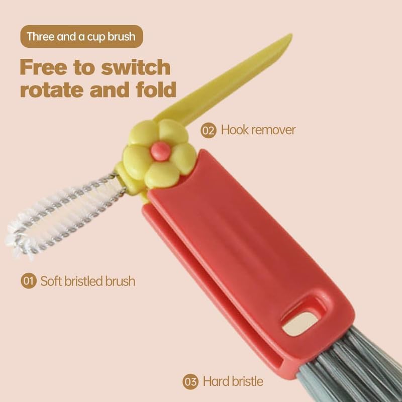 Sueea 3 in 1 Cup Lid Cleaning Brush, 2024 Multifunctional Crevice Portable Cup Lid Cleaning Brush for Bottle Gap Tight Spaces Cup (B-3 PCS) - Image 5